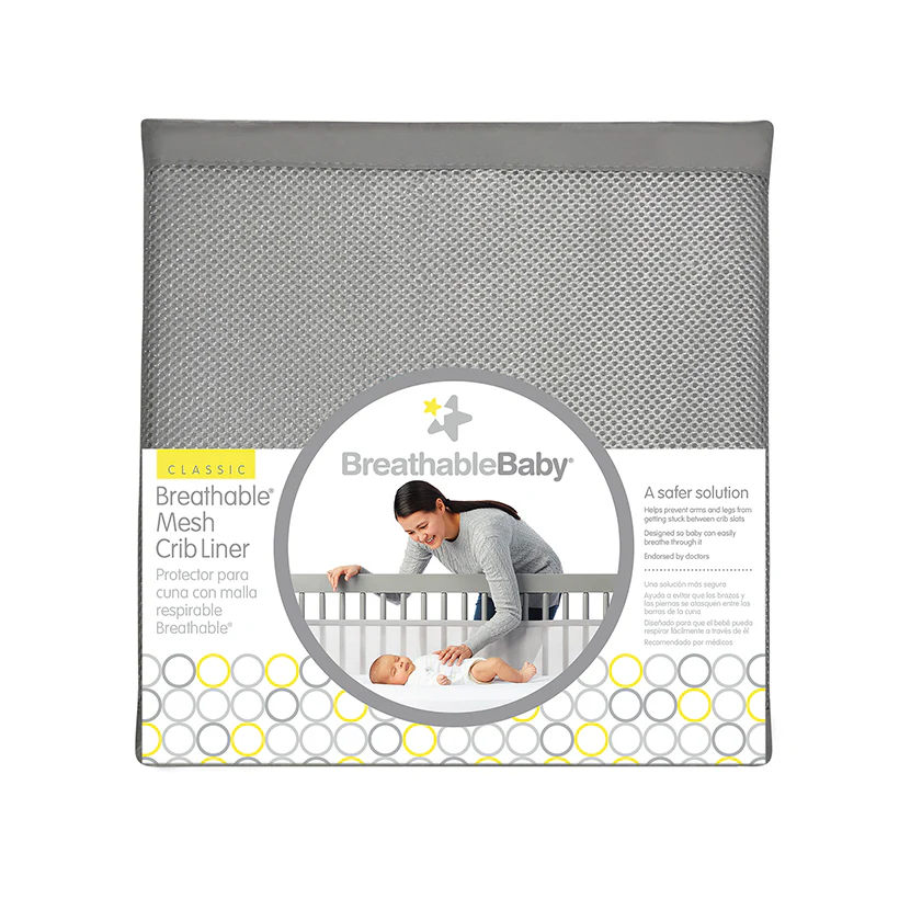 BreathableBaby Classic Mesh Crib Liner - Star Light White & Gray - Image 4