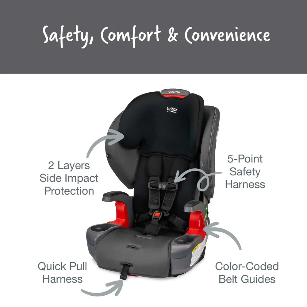 Britax Grow With You Harness-2-Booster Car Seat - Mod Black (SafeWash) - Image 6